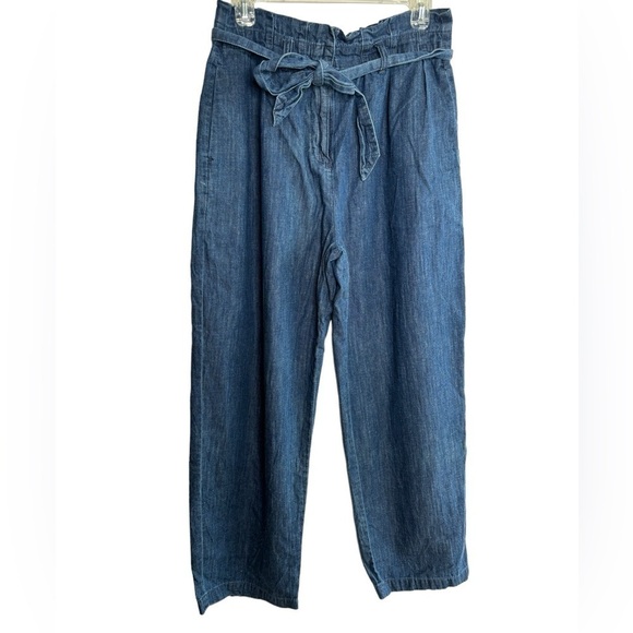 J. Crew Re-imagined Paper Bag Pants in Chambray Sz 6 Hemp Cotton Blend Cropped - Picture 5 of 16